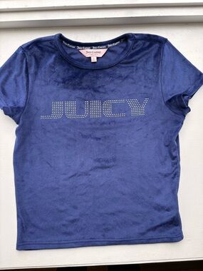 Juicy Couture Navy Blue Velvet Logo Tee